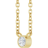 14K Yellow Gold .06 CT Natural Diamond Solitaire 16-18" Necklace
