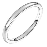 14K White Gold 2 mm Comfort-Fit European-Style Band Size 6.5