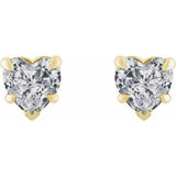 14K Yellow Gold Natural White Sapphire Stud Earrings