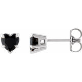 14K White Gold Natural Black Onyx Stud Earrings