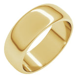 14K Yellow Gold 7 mm Half Round Band Size 9