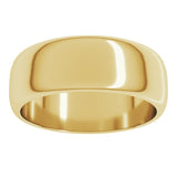 14K Yellow Gold 7 mm Half Round Band Size 9