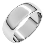 14K White Gold 7 mm Half Round Band Size 6