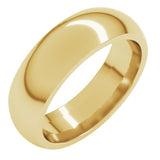 10K Yellow Gold 6 mm Comfort-Fit Half Round Band Size 4
