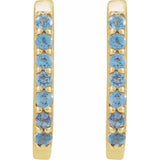 14K Yellow Gold Natural London Blue Topaz 14 mm Hoop Earrings