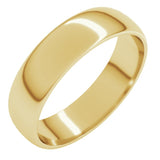 10K Yellow Gold 5 mm Lightweight Half Round Band Size 8