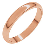 14K Rose Gold 3 mm Half Round Band Size 12