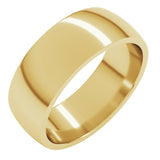 14K Yellow Gold 7 mm Lightweight Comfort-Fit Half Round Band Size 5