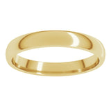 14K Yellow Gold 3 mm Lightweight Comfort-Fit Half Round Band Size 9