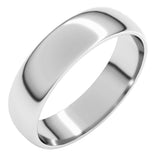10K White Gold 5 mm Lightweight Half Round Band Size 8