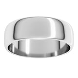 10K White Gold 6 mm Lightweight Half Round Band Size 11