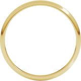18K Yellow Gold 2 mm Lightweight Half Round Band Size 5