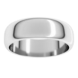10K White Gold 6 mm Half Round Band Size 10