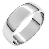 14K White Gold 6 mm Lightweight Half Round Band Size 8.5