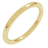 18K Yellow Gold 2 mm Comfort-Fit Full Round Band Size 7.5