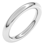 14K White Gold 3 mm Comfort-Fit Full Round Band Size 7