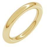 14K Yellow Gold 3 mm Comfort-Fit Full Round Band Size 8
