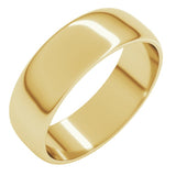 14K Yellow Gold 6 mm Lightweight Half Round Band Size 13