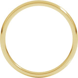 18K Yellow Gold 2 mm Lightweight Comfort-Fit Half Round Band Size 6