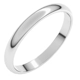 14K White Gold 2.5 mm Lightweight Half Round Band Size 7.5