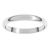 14K White Gold 2.5 mm Lightweight Half Round Band Size 7.5