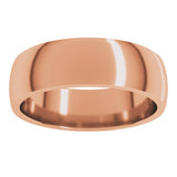 14K Rose Gold 6 mm Half Round Comfort Fit Light Band Size 9