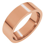 14K Rose Gold 6 mm Comfort-Fit Flat Band Size 8