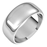 14K White Gold 8 mm Half Round Band Size 11