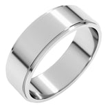 14K White Gold 6 mm Stepped-Edge Flat Band Size 9