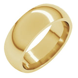 18K Yellow Gold 7 mm Comfort-Fit Half Round Band Size 9.5