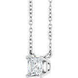 14K White Gold 3/8 CT Lab-Grown Diamond Solitaire 18 " Necklace
