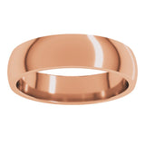 14K Rose Gold 5 mm Lightweight Comfort-Fit Half Round Band Size 7