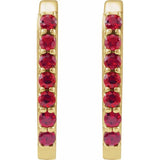14K Yellow Gold Lab-Grown Ruby 14 mm Hoop Earrings