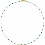 14K Yellow Gold-Filled 1.6 mm Green Enamel Bead Paperclip-Style 20" Chain
