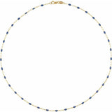 14K Yellow Gold-Filled 1.6 mm Blue Enamel Bead Paperclip-Style 20" Chain