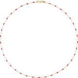 14K Yellow Gold-Filled 1.6 mm Pink Enamel Bead Paperclip-Style 16" Chain