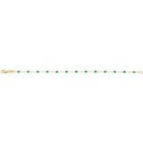 14K Yellow Gold-Filled 1.6 mm Green Enamel Bead Paperclip-Style 7" Chain