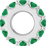 14K White Gold Lab-Grown Emerald Spacer Charm/Pendant