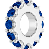 14K White Gold Lab-Grown Blue Sapphire Spacer Charm/Pendant