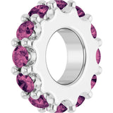 14K White Gold Natural Pink Tourmaline Spacer Charm/Pendant