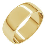 14K Yellow Gold 7 mm Lightweight Half Round Band Size 10