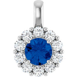 14K White Gold Lab-Grown Blue Sapphire & 1/3 CTW Lab-Grown Diamond Pendant