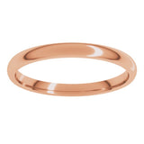 14K Rose Gold 2 mm Lightweight Comfort-Fit Half Round Band Size 6.5