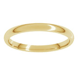 14K Yellow Gold 2 mm Lightweight Comfort-Fit Half Round Band Size 10