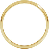 14K Yellow Gold 2.5 mm Lightweight Half Round Band Size 4.5