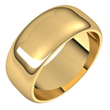14K Yellow Gold 8 mm Half Round Band Size 10