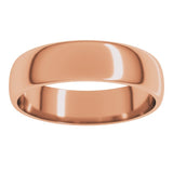 10K Rose Gold 5 mm Lightweight Half Round Band Size 12
