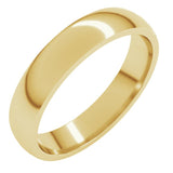 14K Yellow Gold 4 mm Lightweight Comfort-Fit Half Round Band Size 9
