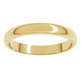 14K Yellow Gold 3 mm Half Round Band Size 3.5