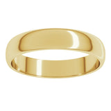 14K Yellow Gold 4 mm Lightweight Half Round Band Size 10